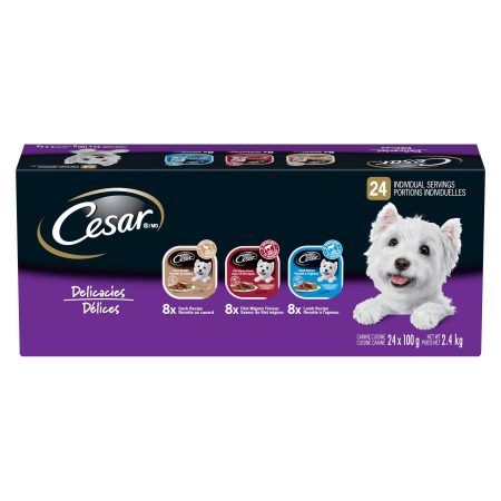 Cesar Filet Mignon, Lamb & Duck Flavour Adult Wet Dog Food, 100-g, 24-Pk