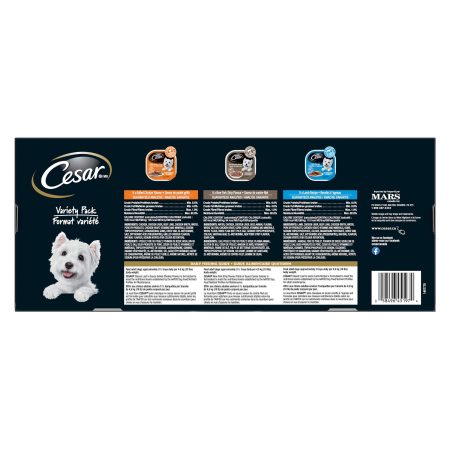 Cesar Chicken, NY StriP & Lamb Flavour Adult Wet Dog Food, 100-g, 24-Pk