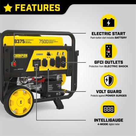 Champion 7500W/9375W Portable Generator with Honda Engine & CO Shield™