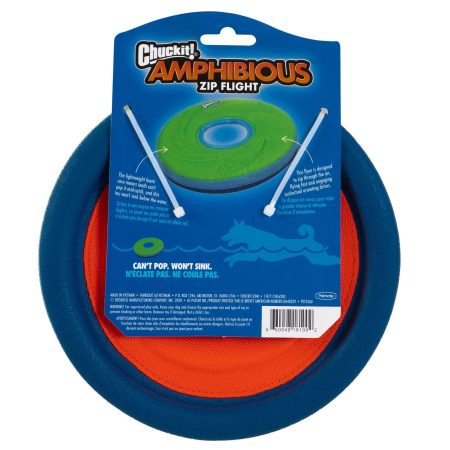 Chuckit! Zipflight Amphibious Flying Ring Dog Toy, Medium, Orange