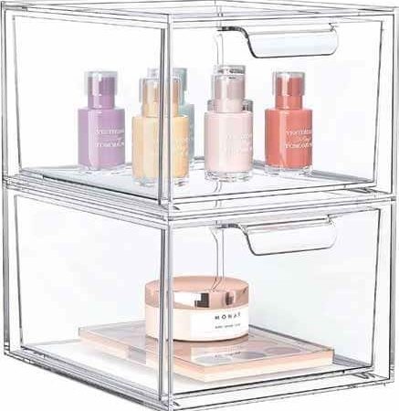 Maison Kleen Clear Stackable Storage Drawer Set, 2-pc