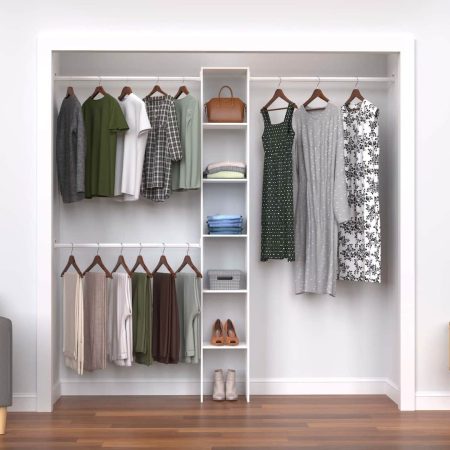 ClosetMaid Expandable Closet Organizer Kit with 3-Closet Rod, White, 12-in