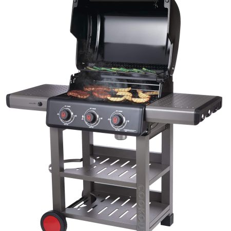 Coleman Cookout 3-Burner Propane Gas BBQ Grill with Side & Storage Shelves