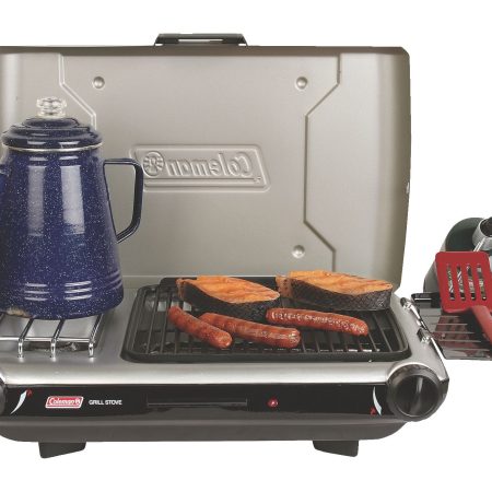 Coleman Double-Burner 20,000 BTUs Electronic Ignition Grill Camp Stove