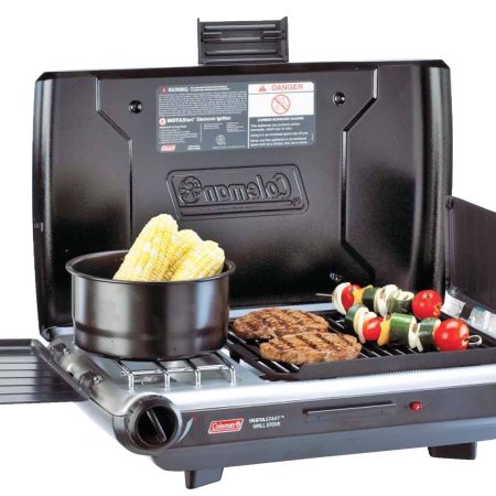 Coleman Double-Burner 20,000 BTUs Electronic Ignition Grill Camp Stove