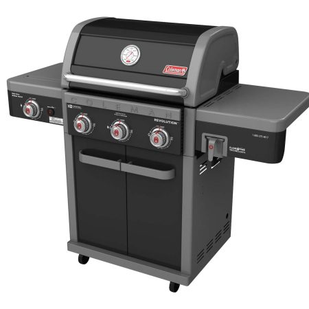 Coleman Revolution 3-Burner Convertible Propane Gas BBQ Grill with Side Shelves