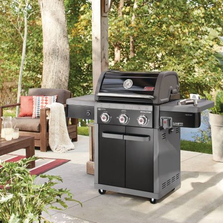 Coleman Revolution 3-Burner Convertible Propane Gas BBQ Grill with Side Shelves