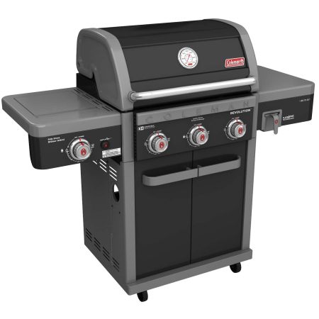 Coleman Revolution 3-Burner Convertible Propane Gas BBQ Grill with Side Shelves