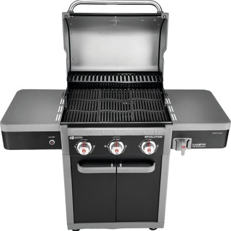 Coleman Revolution 3-Burner Convertible Propane Gas BBQ Grill with Side Shelves