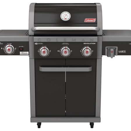 Coleman Revolution 3-Burner Convertible Propane Gas BBQ Grill with Side Shelves