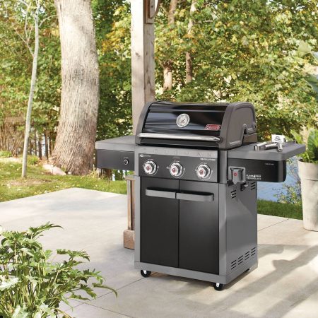 Coleman Revolution 3-Burner Convertible Propane Gas BBQ Grill with Side Shelves