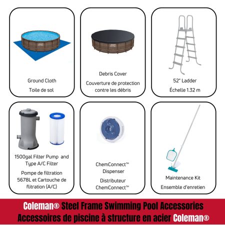 Coleman® Rattan Round Steel Frame Swimming Pool with Ladder, 18-ft x 52-in