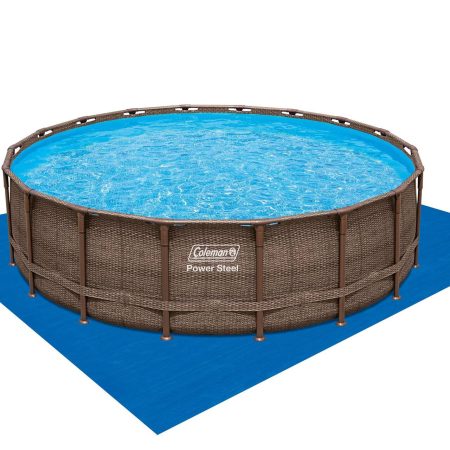 Coleman® Rattan Round Steel Frame Swimming Pool with Ladder, 18-ft x 52-in