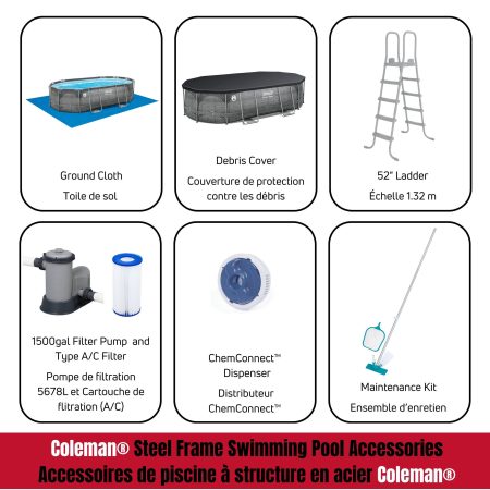 Coleman Oval Steel Frame Swimming Pool, 16-ft x 10-ft x 42-in