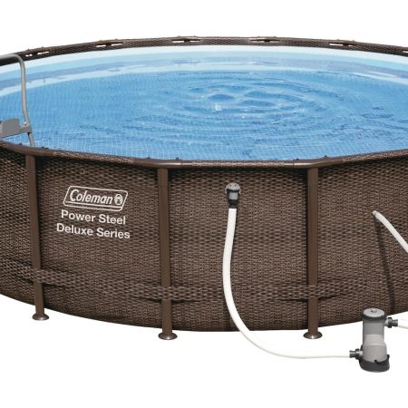 Coleman® Rattan Round Steel Frame Swimming Pool with Ladder, 18-ft x 52-in