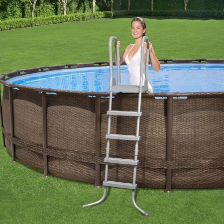 Coleman® Rattan Round Steel Frame Swimming Pool with Ladder, 18-ft x 52-in