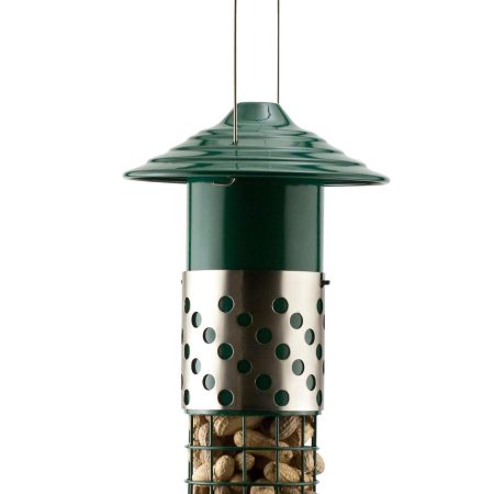 Panacea Combo Steel Peanut, Suet Ball, & Mealworm Feeder with Sliding Sleeve, 12-in, Green