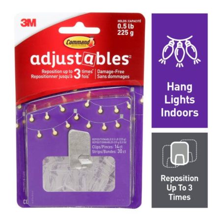 Command Adjustables Repositionable Clips, 14 Clips per Pack