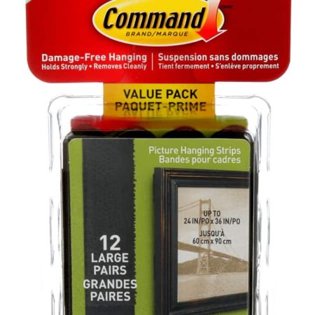 Command Large Adhesive Picture Hanging Strips Value Pack, Black, 16-lbs, 12 Strips per Pack