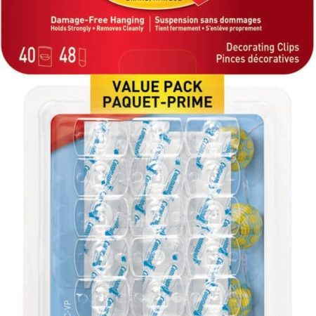 Command Adhesive Decorating Clips Value Pack with Adhesive Strips, Clear, 40 Strips per Pack