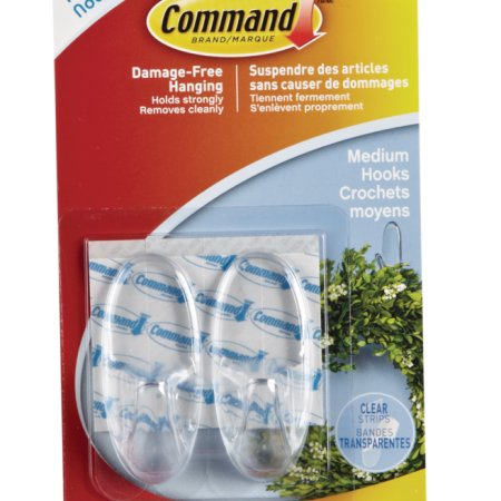 Command Medium Clear Hooks and Strips, Damage Free, 2-lb Capacity