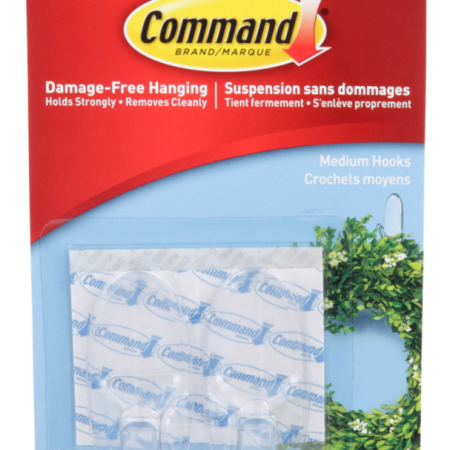 Command Medium Clear Hooks and Strips, Damage Free, 2-lb Capacity