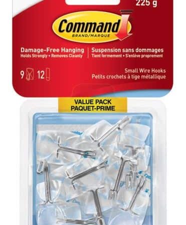 Command Small Wire Hooks Value Pack with Adhesive Strips, Clear, 0.5-lbs, 9 Strips per Pack