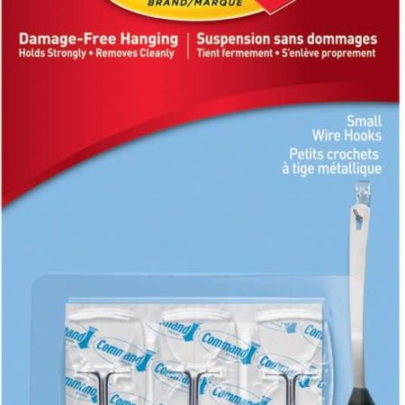 Command Small Wire Hooks with Adhesive Strips, Clear, 0.5-lbs, 3 Strips per Pack