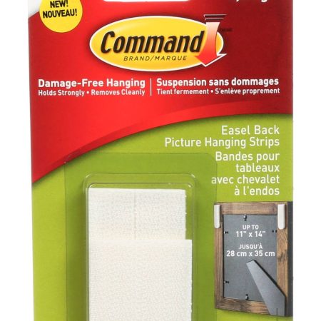 Command Adhesive Easel Back Picture Hanging Strips, White, 5-lbs, 2 Strips per Pack