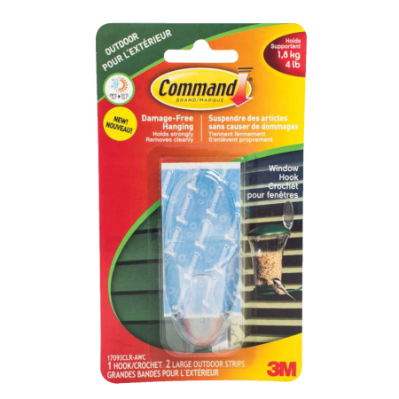 Command Clear Large Hook, Decorative, For All Weather Foam Strips