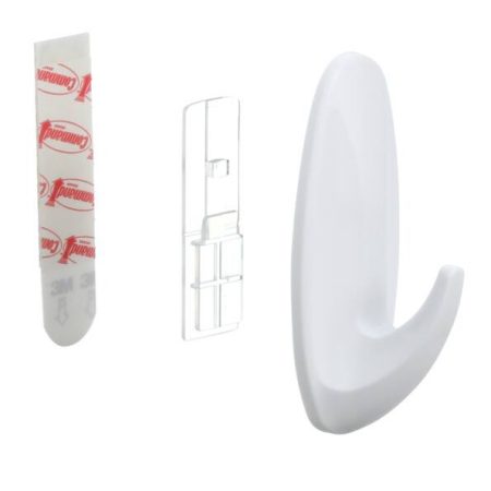 Command Medium Designer Hooks with Adhesive Strips, White, 3-lbs, 2 Strips per Pack