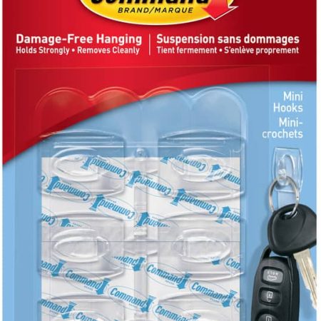 Command Mini Clear Hooks and Strips Work, Damage Free Hanging, 0.5-lb Capacity