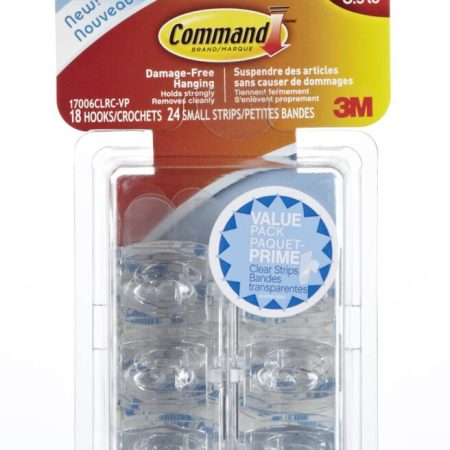 Command Mini Clear Hooks and Strips, For Variety Surfaces, 0.5-lb Capacity