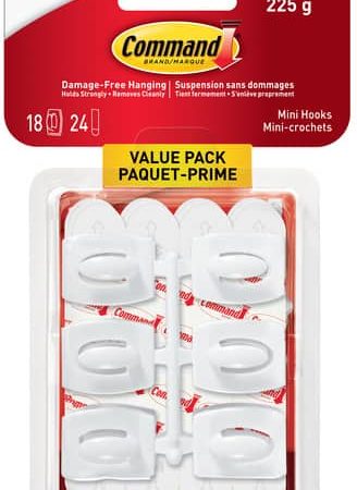 Command Mini Hooks Value Pack with Adhesive Strips, Clear, 0.5-lbs, 18 Strips per Pack