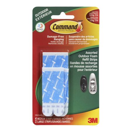 Command Outdoor Medium/Large Foam Adhesive Strips Refills, Reusable