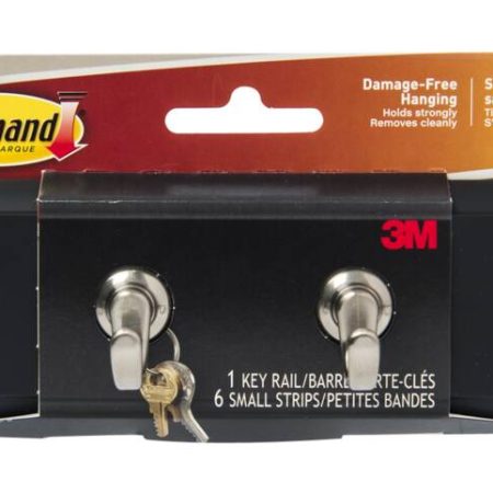 Command Slate 4-Hook Key Rail Organizer with Adhesive Strips, 2-lbs