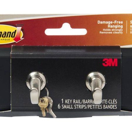 Command Slate 4-Hook Key Rail Organizer with Adhesive Strips, 2-lbs