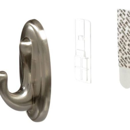 Command Medium Traditional Metallic Hook Value Pack with Adhesive Strips, Nickel-Plated, 3-lbs, 3 Strips per Pack