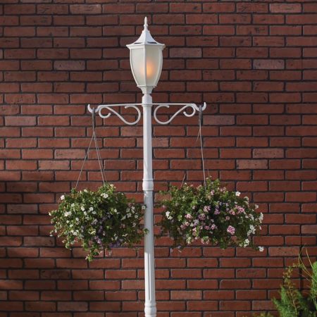 For Living Cresmont Outdoor Solar Lamp & Planter, White