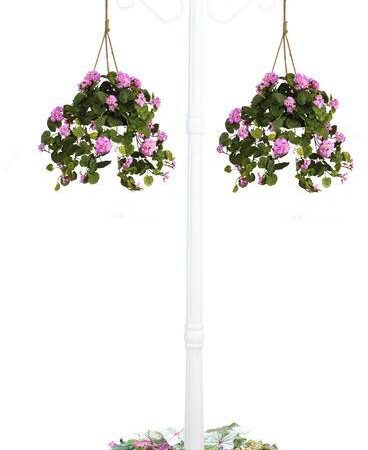 For Living Cresmont Outdoor Solar Lamp & Planter, White