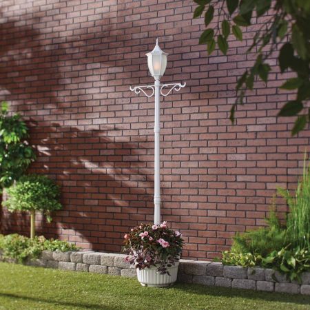 For Living Cresmont Outdoor Solar Lamp & Planter, White