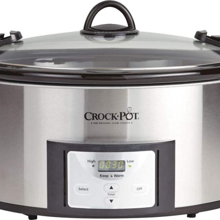 Crock-Pot 6-Quart Cook & Carry Slow Cooker, Programmable, Stainless Steel, 5.7 L