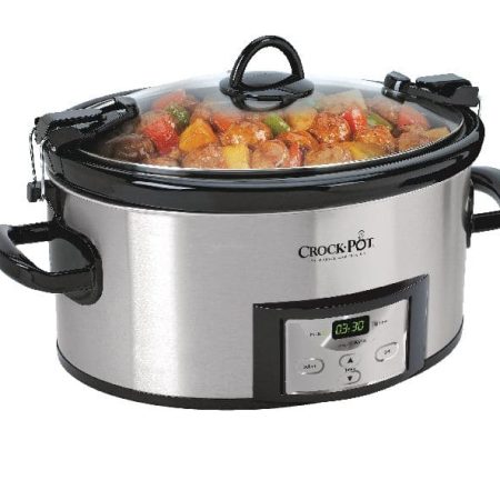 Crock-Pot 6-Quart Cook & Carry Slow Cooker, Programmable, Stainless Steel, 5.7 L