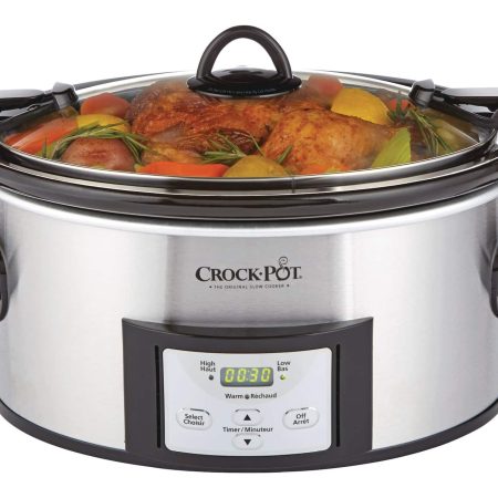 Crock-Pot 6-Quart Cook & Carry Slow Cooker, Programmable, Stainless Steel, 5.7 L