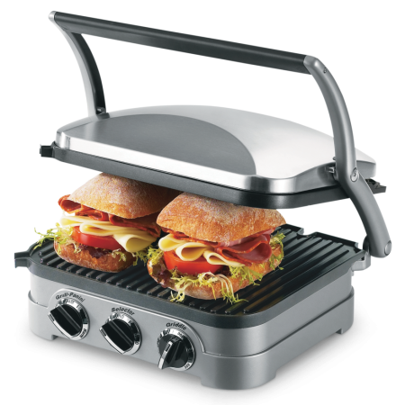 Cuisinart® Griddler 5-in-1, Non-Stick Panini Grill Press/Sandwich Maker, Stainless Steel