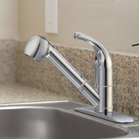 Danze Plymouth Single Handle Pull Out Kitchen Faucet, Chrome