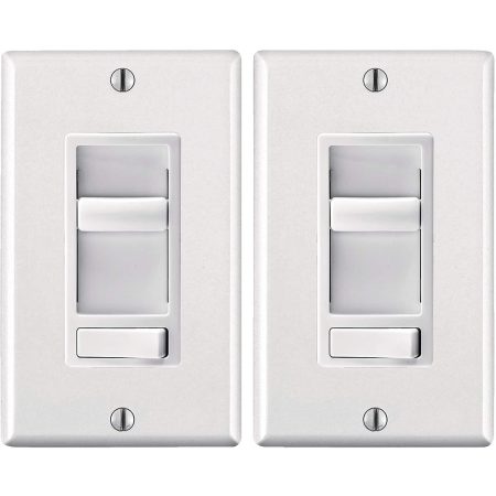 Leviton 06674-756 Decora SureSlide Universal Slide Dimmer, 600W Incandescent, 150W Dimmable LED/CFL, White, 2-pk