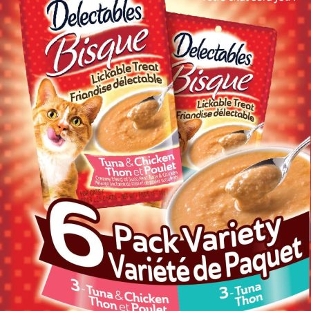 Hartz Delectables Bisque Lickable Variety Pack Wet Cat Treats, 6 x 40-g