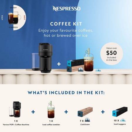 Delonghi Nespresso Summer Iced Black VPOP Bundle