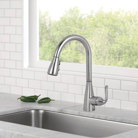 Delta Faucet Grenville Single Handle Pull Down Kitchen Faucet, Brushed Nickel